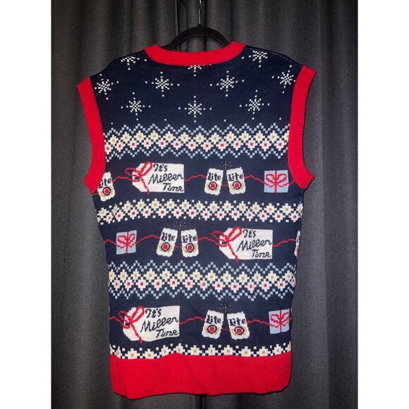 Ugly Christmas Sweater Xmas Vest Size Medium Miller Lite - Picture 3 of 3